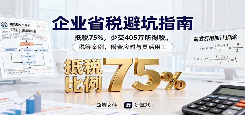 企业省税避坑指南：抵税75%，少交405万所得税，税筹案例，稽查应对与灵活用工-摇钱树